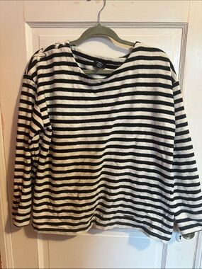 Jones New York Black and White Striped Top
